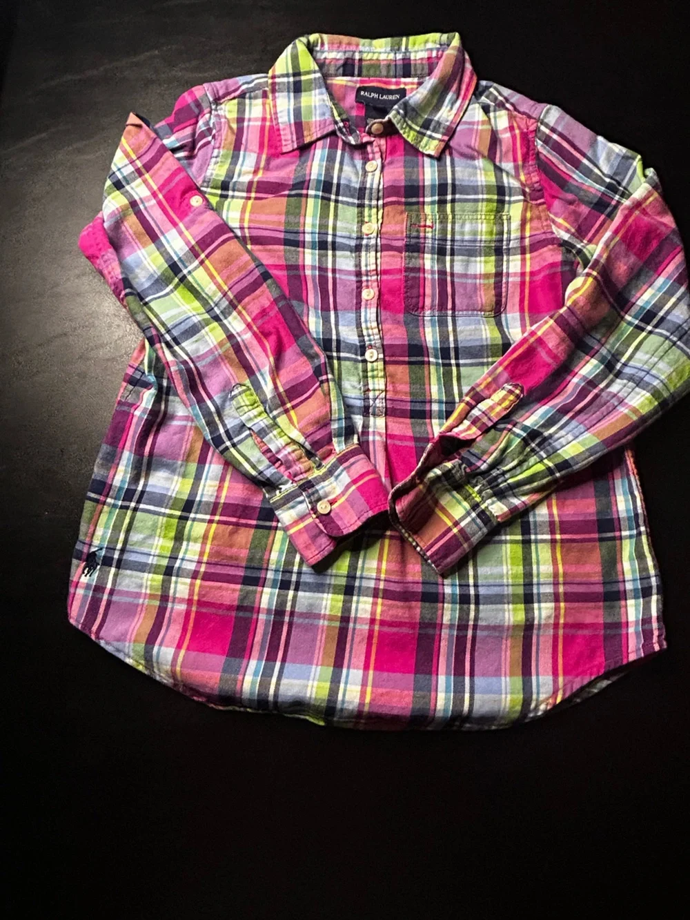 Ralph Lauren Girls Multicolor Plaid Button-Down Shirt